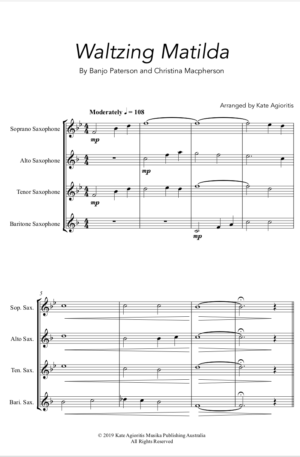 Waltzing Matilda – Saxophone Quartet