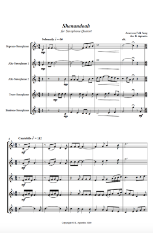 Shenandoah – Saxophone Quartet