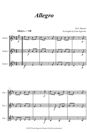 Allegro (Mozart) – for Violin Trio