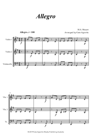 Allegro (Mozart) – for String Trio