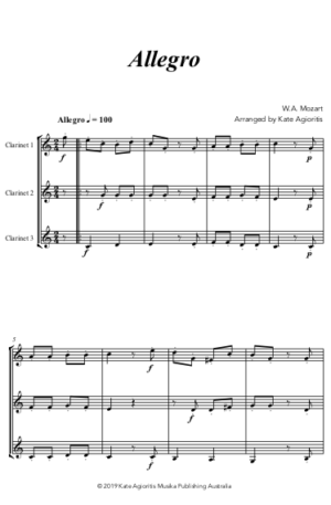 Allegro (Mozart) – for Clarinet Trio
