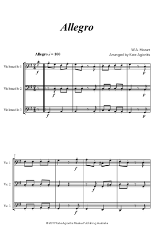Allegro (Mozart) – for Cello Trio
