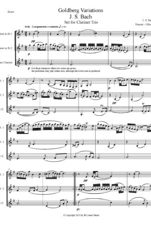 Bach Goldberg Variations set for 3 clarinets