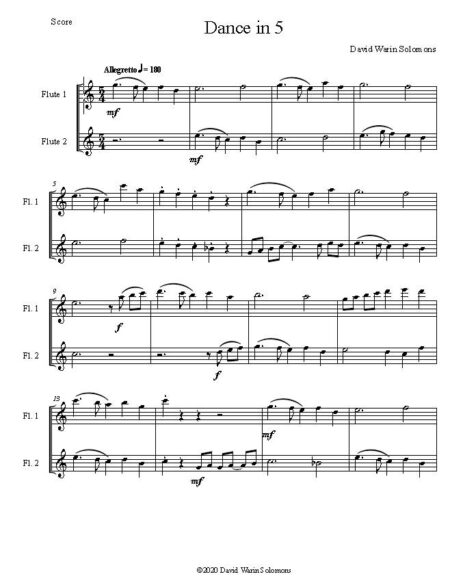 dance in 5 2 flutes first page