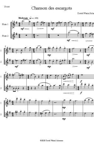 Chanson des escargots (Song of the Snails) for flute duo (after Jacques Prévert)