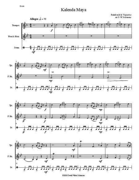 kalenda maya score trumpet horn first page