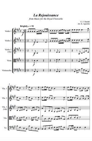 La Rejouissance (Handel) – for String Quartet