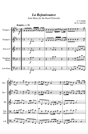 La Rejouissance (Handel) – for Brass Quartet