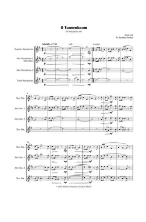 O Tannenbaum – Saxophone Trio (SAT or AAT)