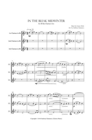 In the Bleak Midwinter – Clarinet Trio
