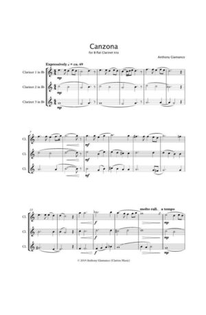 Canzona – Clarinet Trio