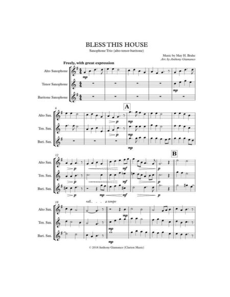 Bless This House sax trio 1