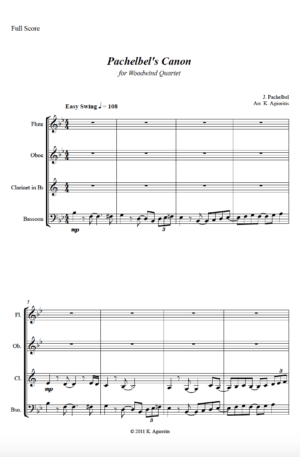 Pachelbel’s Canon – A Jazz Arrangement for Woodwind Quartet