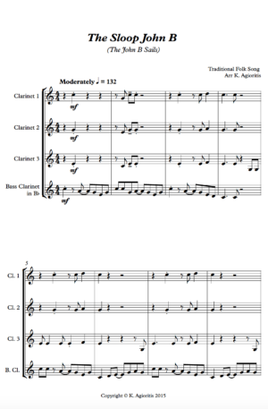 The Sloop John B – Clarinet Quartet