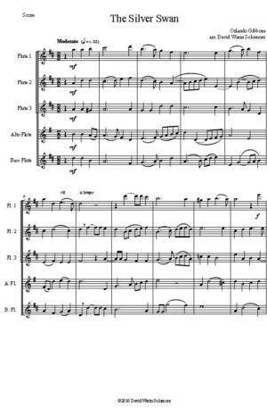 The Silver Swan – Flute Quintet (3 flutes, 1 alto, 1 bass)