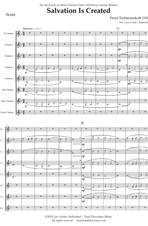 Salvation is Created – for Clarinet Choir