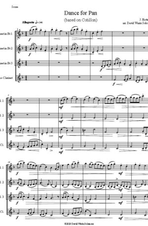 Dance for Pan (based on Cotillon) for clarinet quartet (3 B flats and 1 Bass)