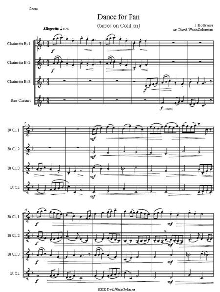 dance for pan clarinet quartet with all B flats first page
