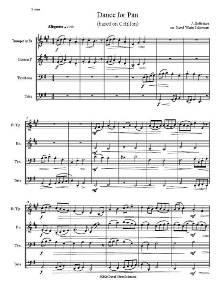 dance for pan for brass quartet first page