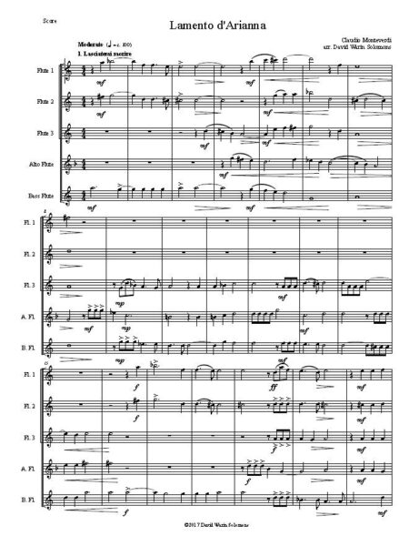 ariadne flute quintet first page