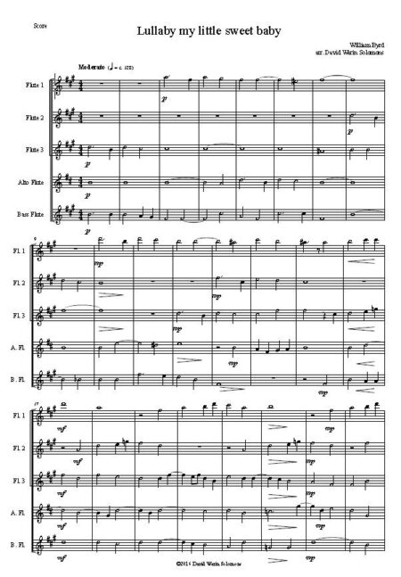 lullaby flute quintet first page