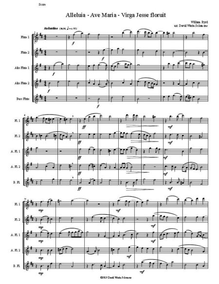 alleluia byrd flute quintet first page