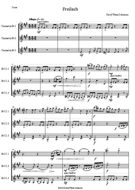 freilach clarinets first page