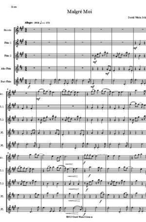 Malgré Moi for flute quintet (piccolo, 2 flutes, alto flute, bass flute)
