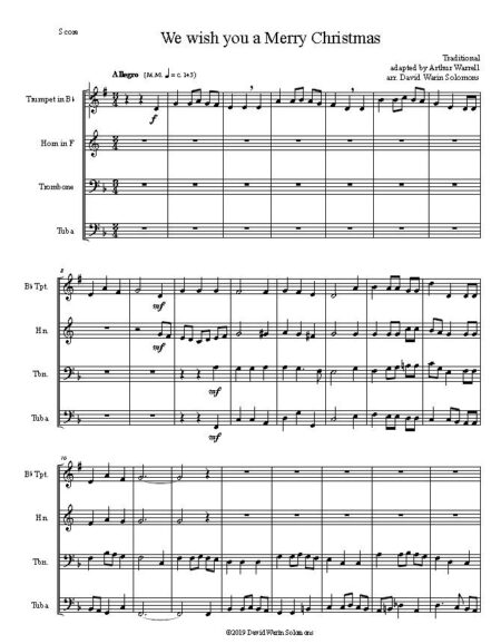 merry brass quartet first page