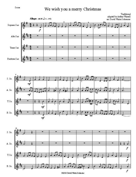 merry saxophone quartet first page