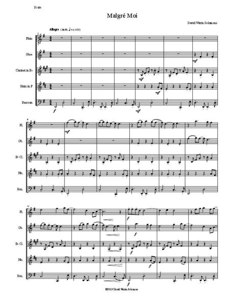 malgre moi wind quintet first page