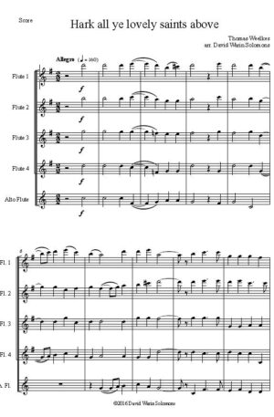 Hark All Ye lovely Saints Above – Flute Quintet (4C Flutes and Alto Flute)