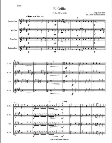 el grillo sax quartet first page
