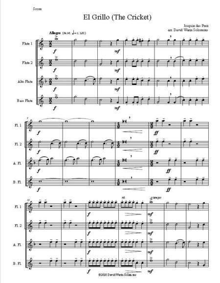 el grillo flute quartet first page
