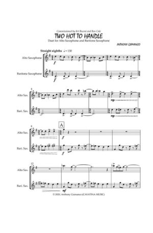 TWO HOT TO HANDLE – alto sax/baritone sax duet