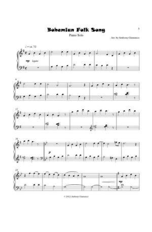 BOHEMIAN FOLK SONG – advanced piano solo