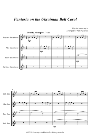 Fantasia on the Ukrainian Bell Carol – Saxophone Quartet
