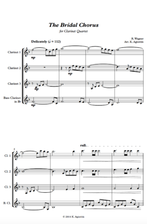 The Bridal Chorus – for Clarinet Quartet