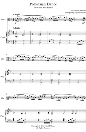 Polovtsian Dance, for viola and piano