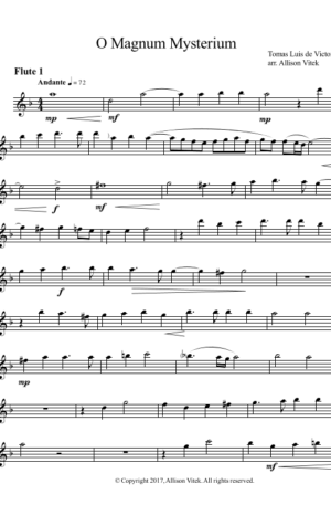 O Magnum Mysterium – Flute Quartet – Parts