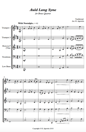 Auld Lang Syne – Jazz Arrangement for Brass Quartet