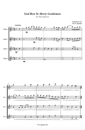 God Rest Ye Merry Gentlemen – Jazz Arrangement for Flute Quartet