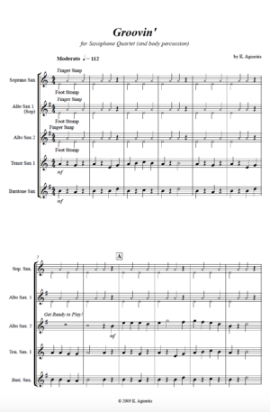 Groovin’ – Saxophone Quartet (SATB, AATB or AATT)