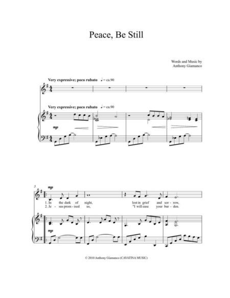 PEACE BE STILL med. voice piano