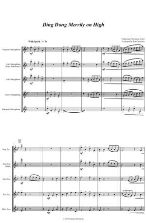 Ding Dong Merrily on High – Saxophone Quartet