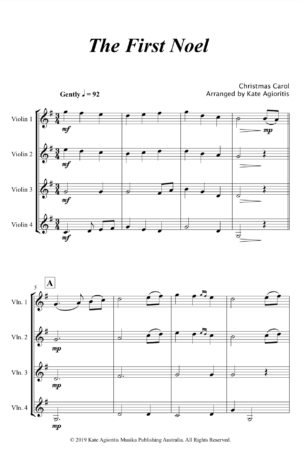 The First Noel – Violin Quartet