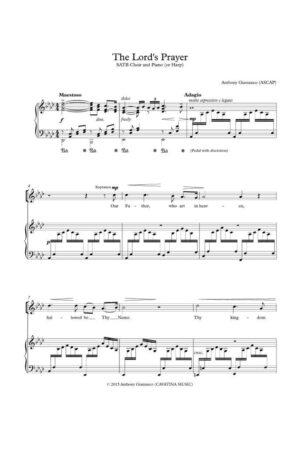 THE LORD’S PRAYER – SATB choir and piano (score), harp part