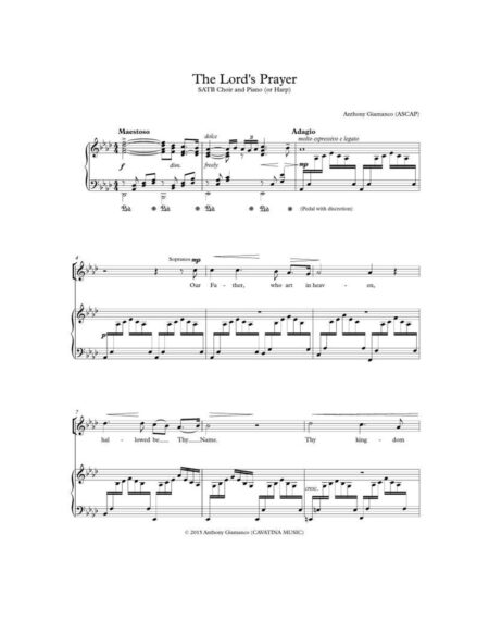THE LORD'S PRAYER - SATB, piano (or harp)