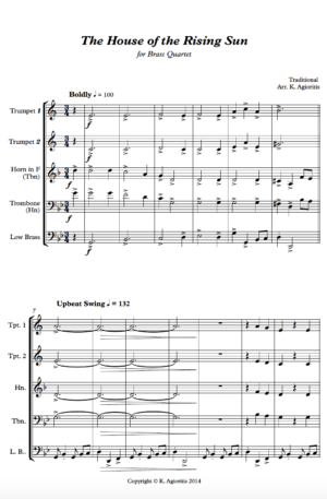 The House of the Rising Sun (Jazz Arrangement) – for Brass Quartet