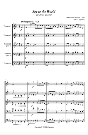 Joy to the (Rockin’) World – for Brass Quartet